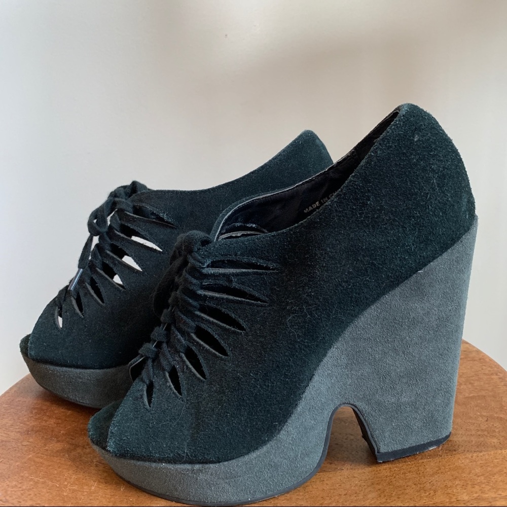 UO Deena & Ozzy black strap cutout wedge sandal